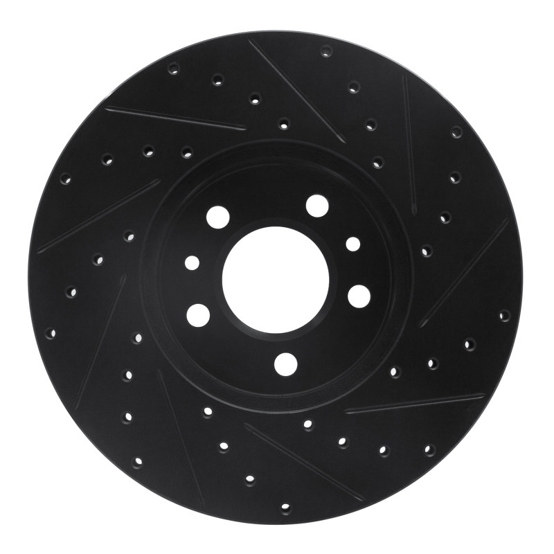 Ford Crown Victoria Brake Rotor (1) - Front Left - R1 Concepts - Drilled & Slotted - Black - `98-`02